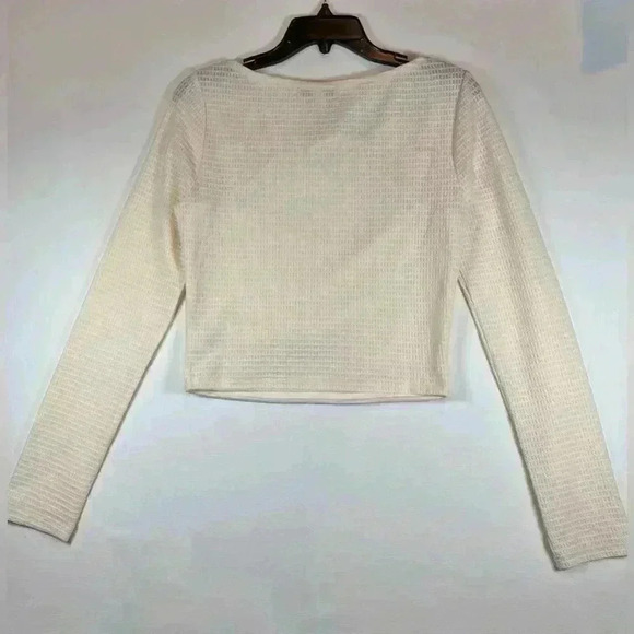 HYFVE waffle knit top blouse size Large cropped long sleeve stretch city keyhole - Picture 8 of 8